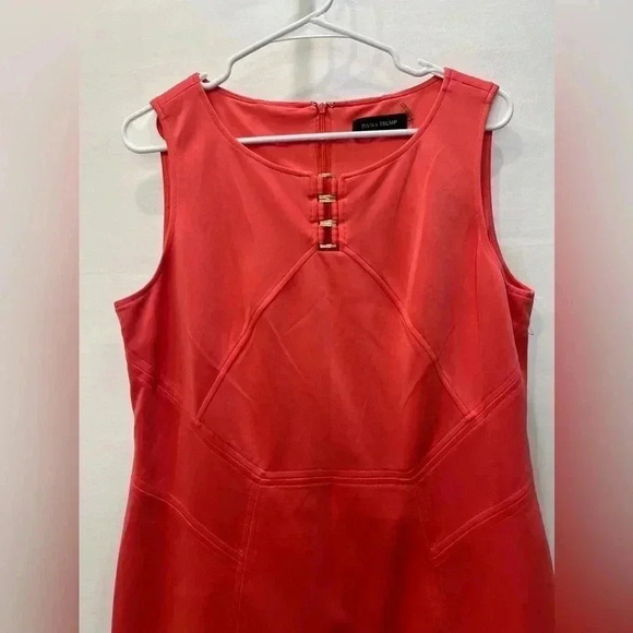 Ivanka Trump Orange Sleeveless Dress Size 14 - Picture 3 of 10